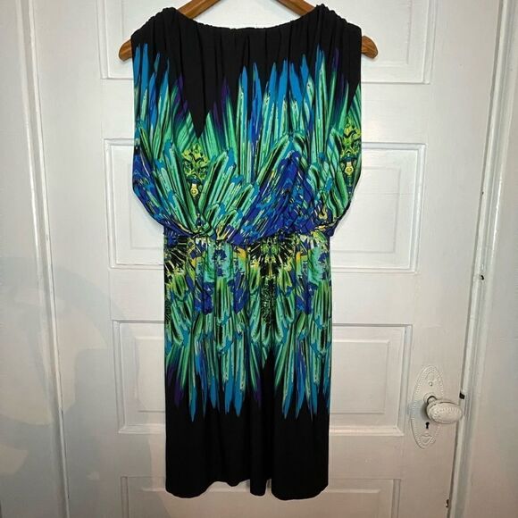 Fenn Wright Manson Green Blue Black Multi Color Sleveless Dress - Picture 7 of 8